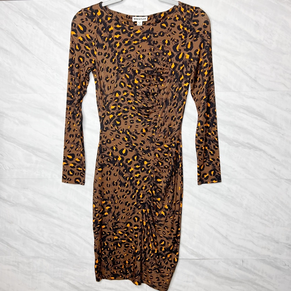 Whistles Animal Print Bodycon Jersey Midi Dress 2